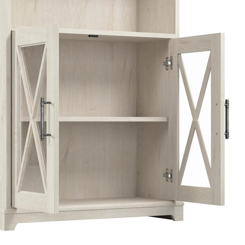 Farmhouse 5 Shelf Bookcase with Glass Doors