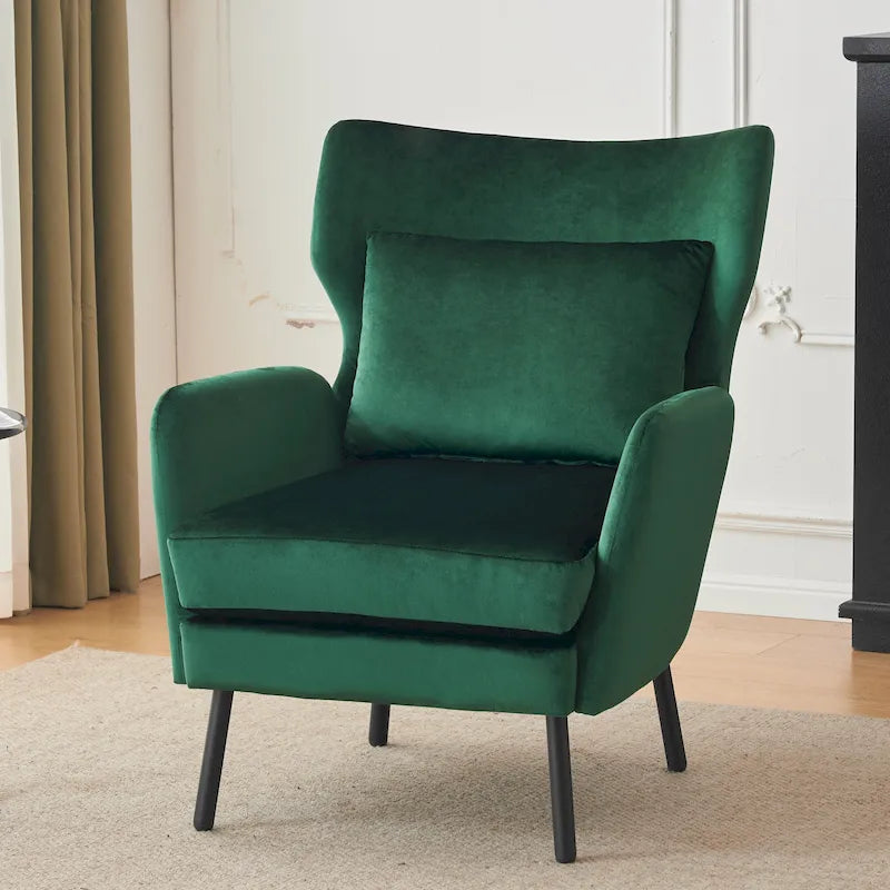 Wing Back Velvet Accent Chair