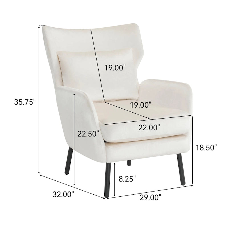 Wing Back Velvet Accent Chair