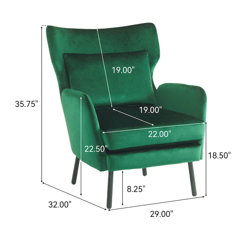 Sessel mit hoher Rückenlehne und Samtbezug