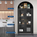 73 Zoll hoher Metall-Bogenschrank mit Glastüren und 2 verstellbaren Einlegeböden