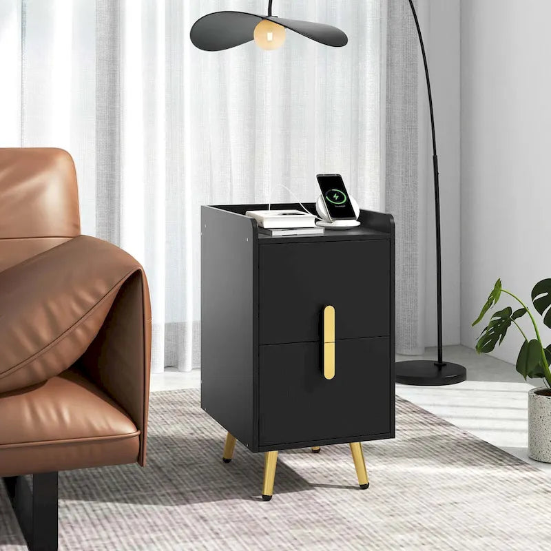 Nightstand with Charging Station Home Bedside Sofa Side Tables