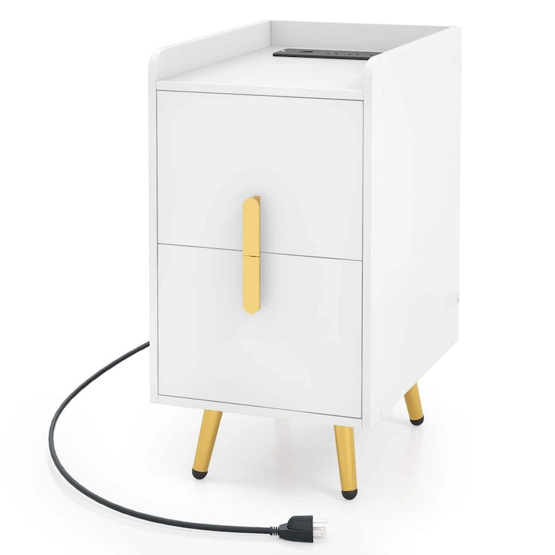 Table de chevet avec station de recharge, tables d’appoint pour lit et canapé