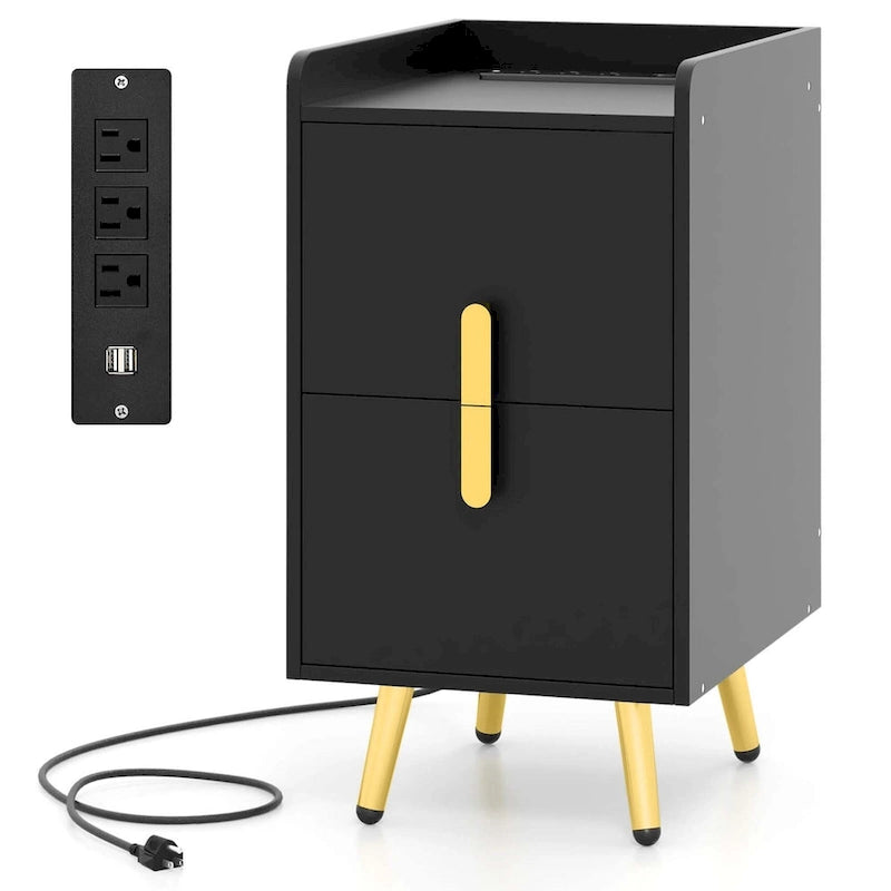Table de chevet avec station de recharge, tables d’appoint pour lit et canapé