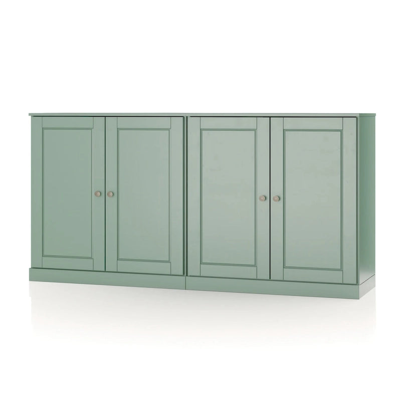 100% Solid Wood 64" Sideboard with Solid Doors, 4 Drawers and Adjustable Shelves