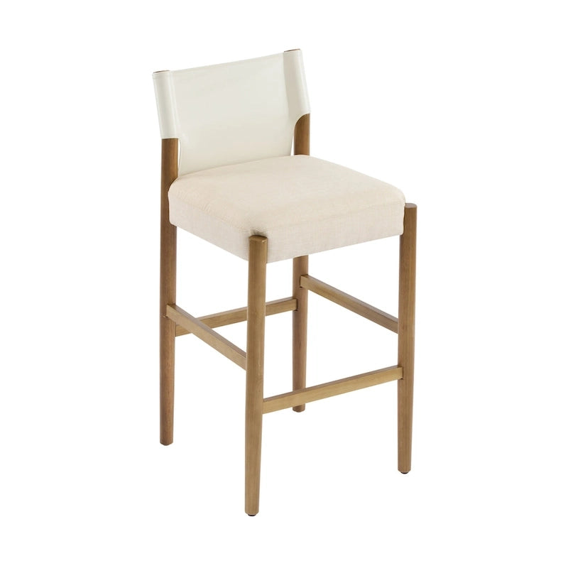 Lot de tabourets de bar modernes en bois de 28.5" avec coussin neutre en polyester pour îlot de cuisine ou bar à domicile