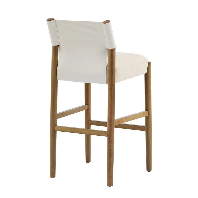 Lot de tabourets de bar modernes en bois de 28.5" avec coussin neutre en polyester pour îlot de cuisine ou bar à domicile