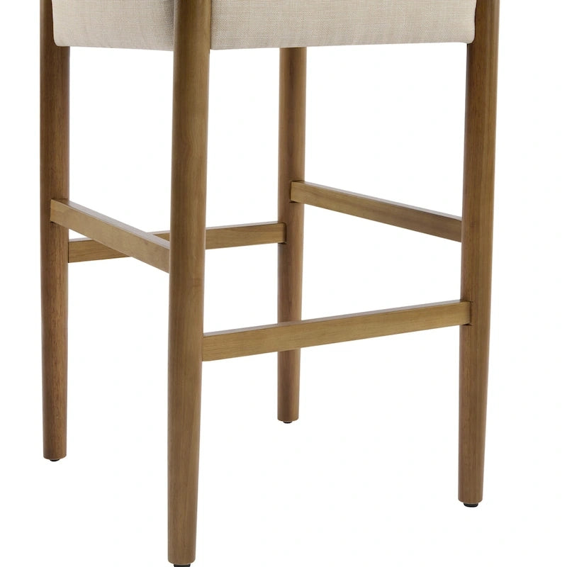 Lot de tabourets de bar modernes en bois de 28.5" avec coussin neutre en polyester pour îlot de cuisine ou bar à domicile