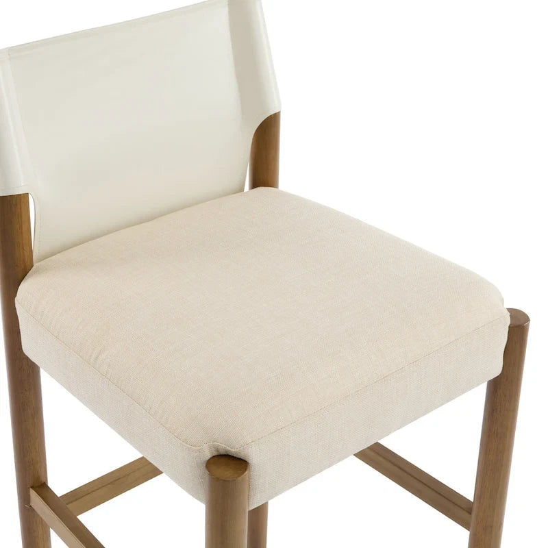 Lot de tabourets de bar modernes en bois de 28.5" avec coussin neutre en polyester pour îlot de cuisine ou bar à domicile