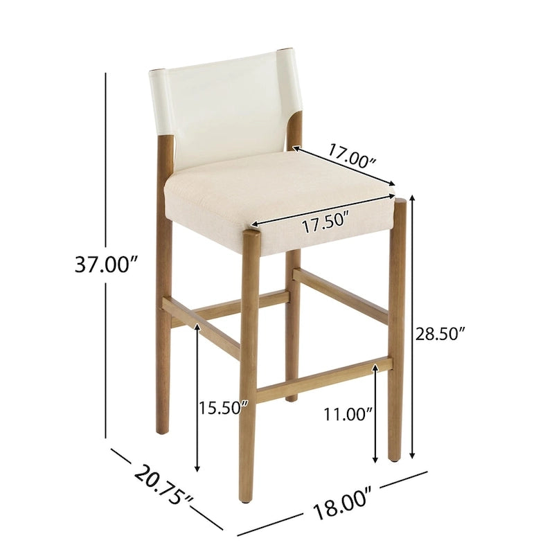 Lot de tabourets de bar modernes en bois de 28.5" avec coussin neutre en polyester pour îlot de cuisine ou bar à domicile
