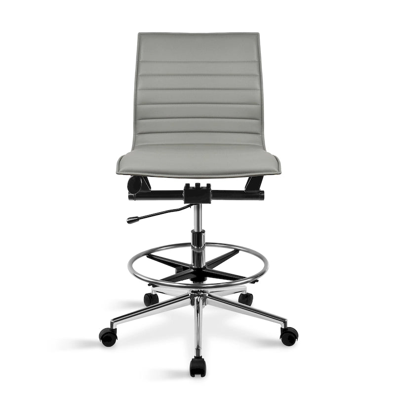 Drafting Chair with Adjustable Height, PU Leather, Mid Back & Leg Rest