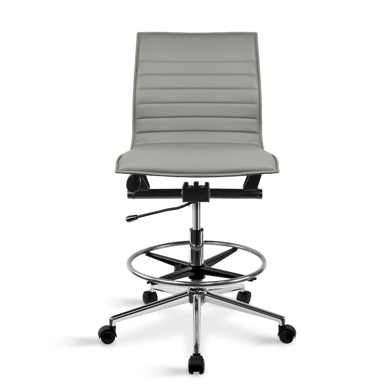 Silla de dibujo con altura ajustable, cuero PU, respaldo medio y reposapiés