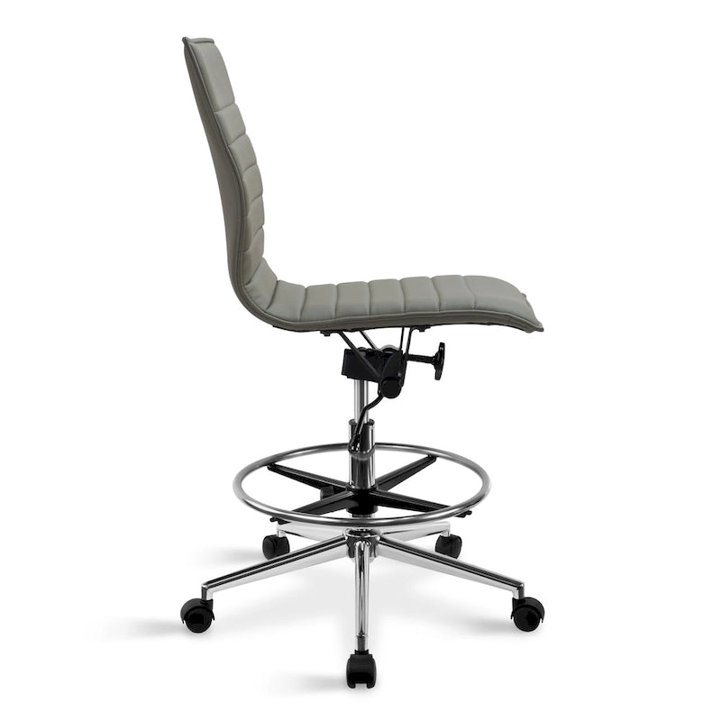 Silla de dibujo con altura ajustable, cuero PU, respaldo medio y reposapiés