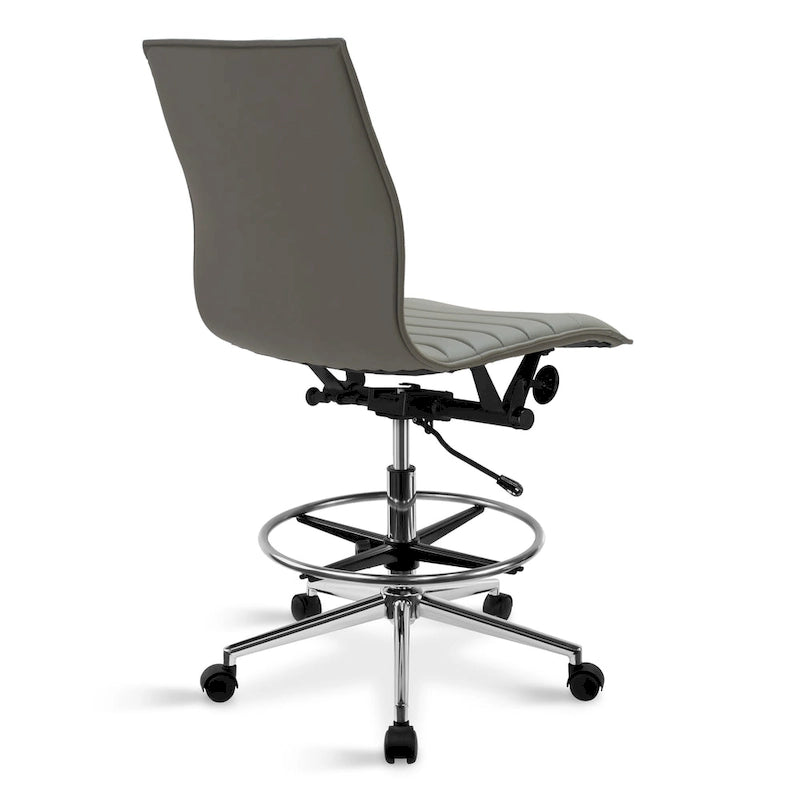 Silla de dibujo con altura ajustable, cuero PU, respaldo medio y reposapiés