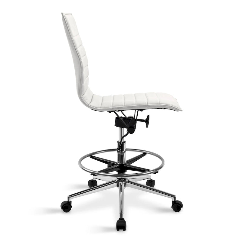 Silla de dibujo con altura ajustable, cuero PU, respaldo medio y reposapiés