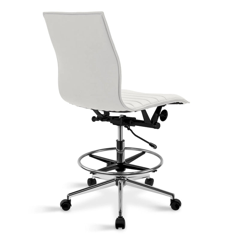 Silla de dibujo con altura ajustable, cuero PU, respaldo medio y reposapiés