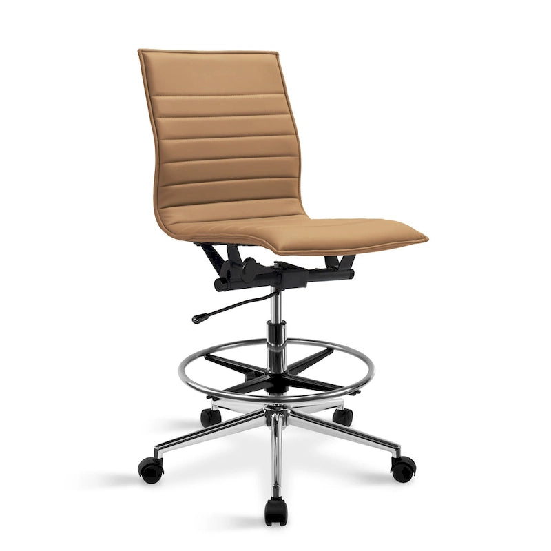 Silla de dibujo con altura ajustable, cuero PU, respaldo medio y reposapiés