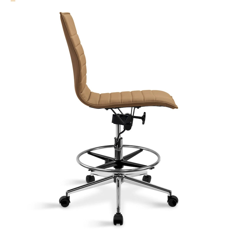 Silla de dibujo con altura ajustable, cuero PU, respaldo medio y reposapiés