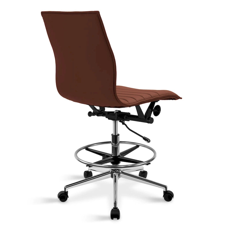 Silla de dibujo con altura ajustable, cuero PU, respaldo medio y reposapiés