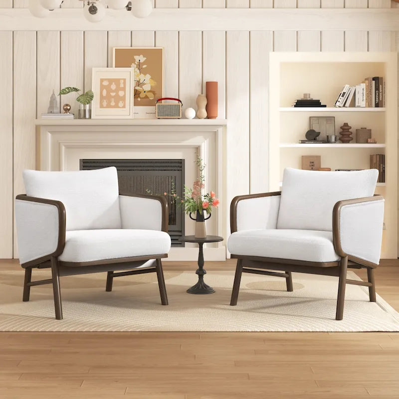 Plush Fabric Accent Chairs (Set of 2)