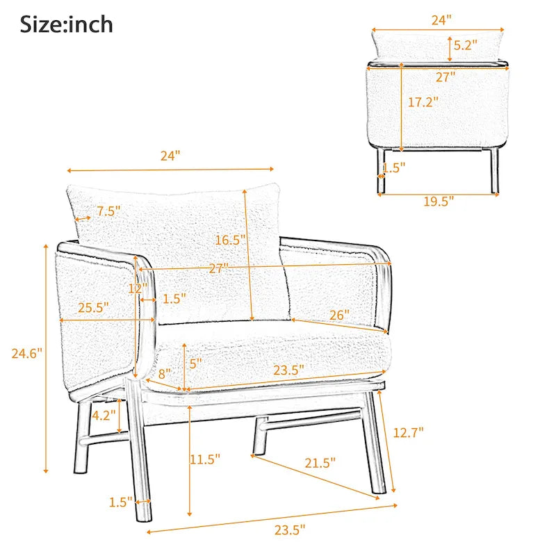 Gepolsterte Akzentstühle aus Plüschstoff (2er-Set)