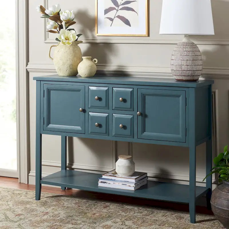Oak Finish Storage Sideboard - 45.7 x 15 x 34 - 17Wx48Dx22H