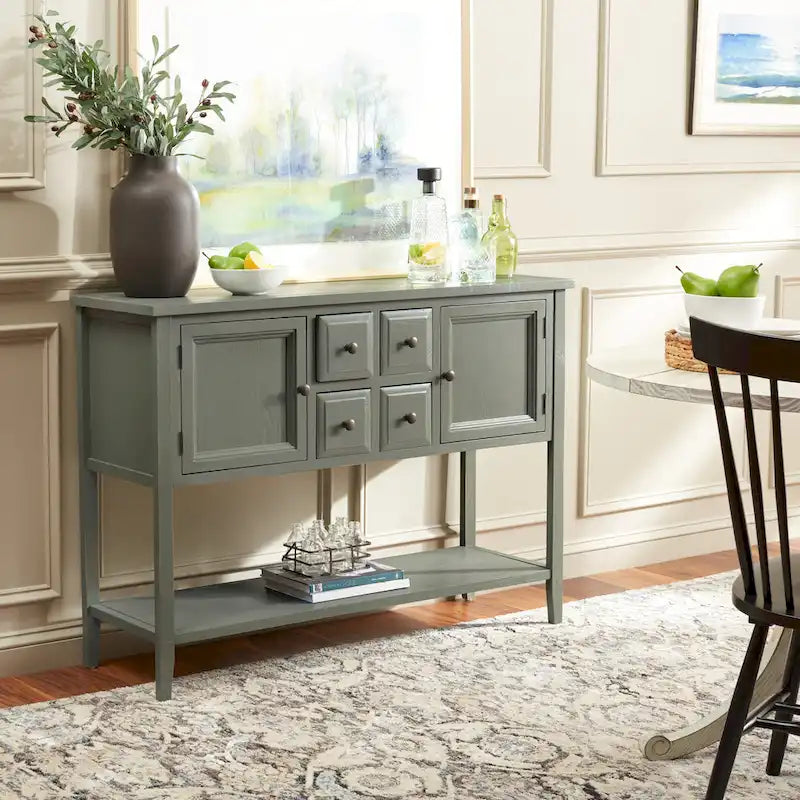 Oak Finish Storage Sideboard - 45.7 x 15 x 34 - 17Wx48Dx22H