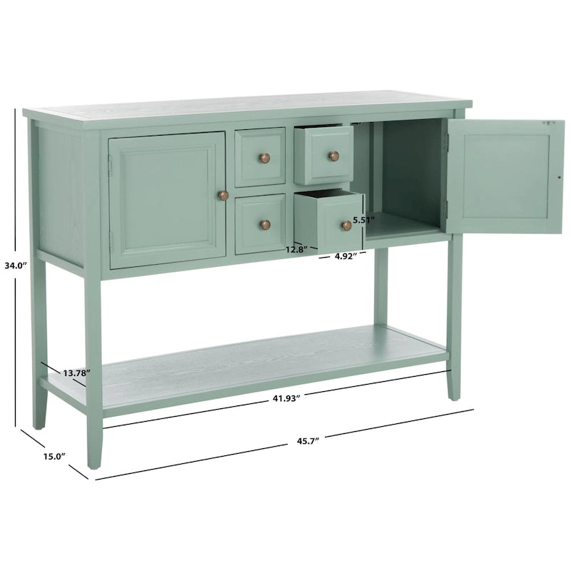 Oak Finish Storage Sideboard - 45.7 x 15 x 34 - 17Wx48Dx22H