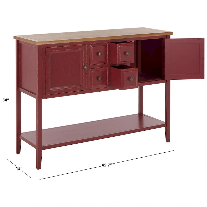 Oak Finish Storage Sideboard - 45.7 x 15 x 34 - 17Wx48Dx22H