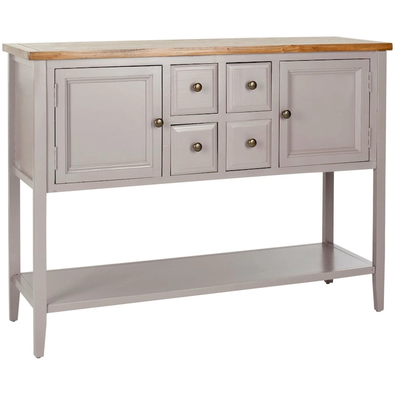 Oak Finish Storage Sideboard - 45.7 x 15 x 34 - 17Wx48Dx22H
