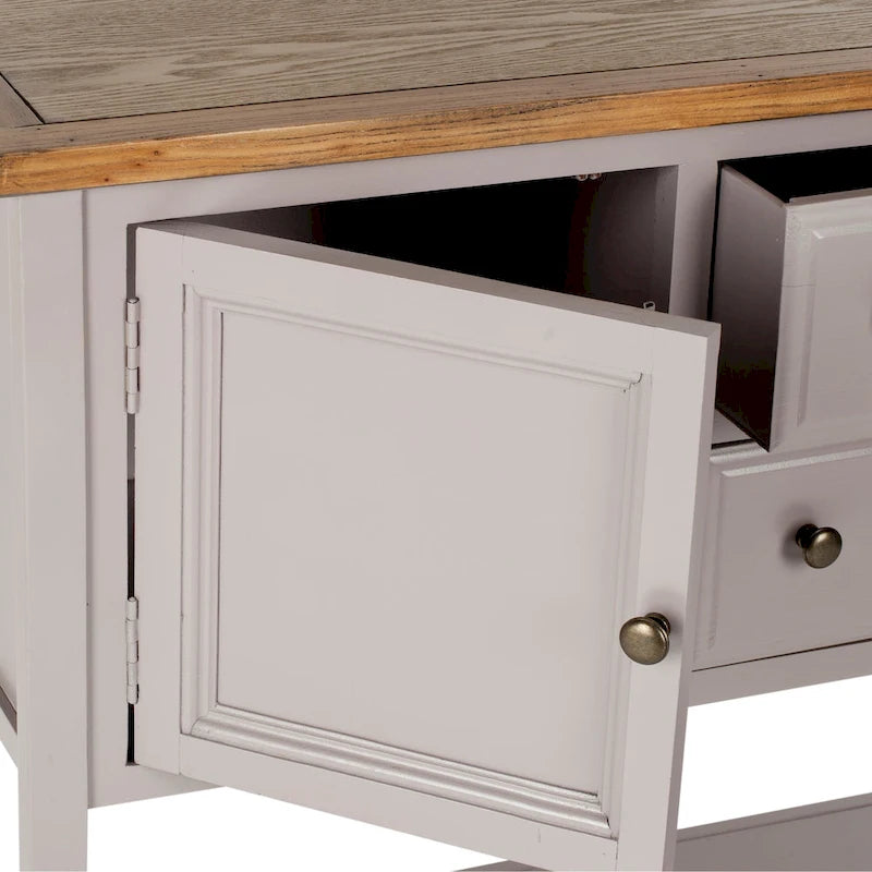 Oak Finish Storage Sideboard - 45.7 x 15 x 34 - 17Wx48Dx22H