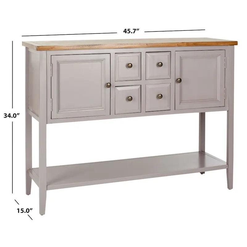 Oak Finish Storage Sideboard - 45.7 x 15 x 34 - 17Wx48Dx22H