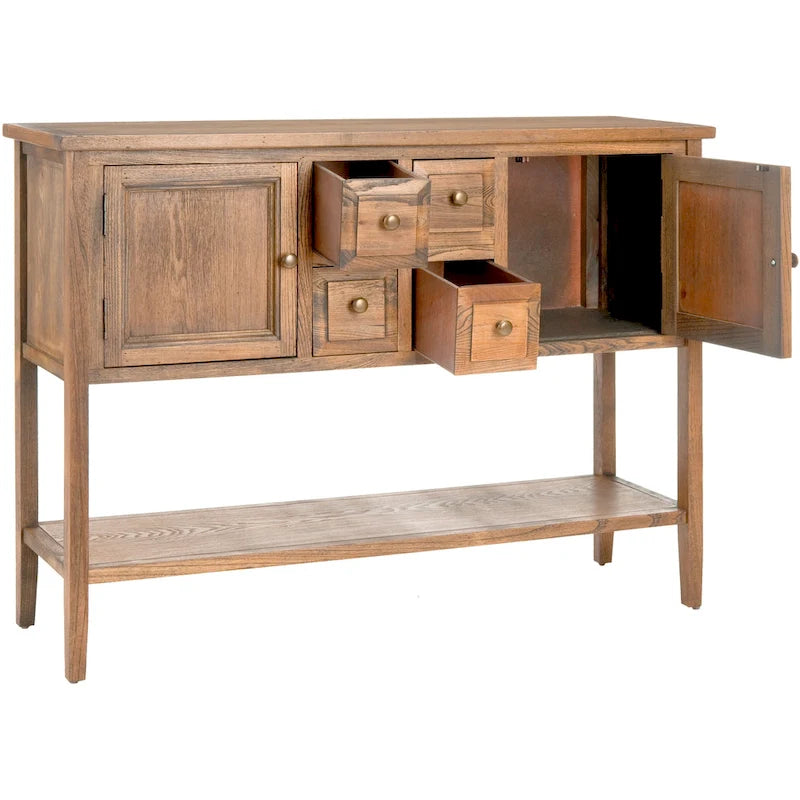 Oak Finish Storage Sideboard - 45.7 x 15 x 34 - 17Wx48Dx22H