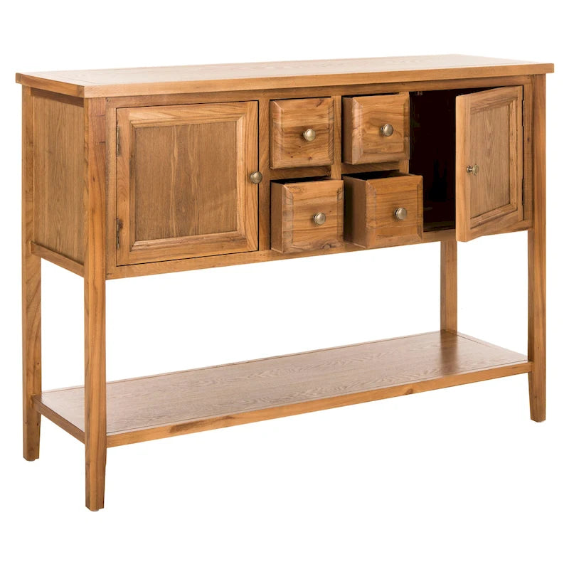 Oak Finish Storage Sideboard - 45.7 x 15 x 34 - 17Wx48Dx22H