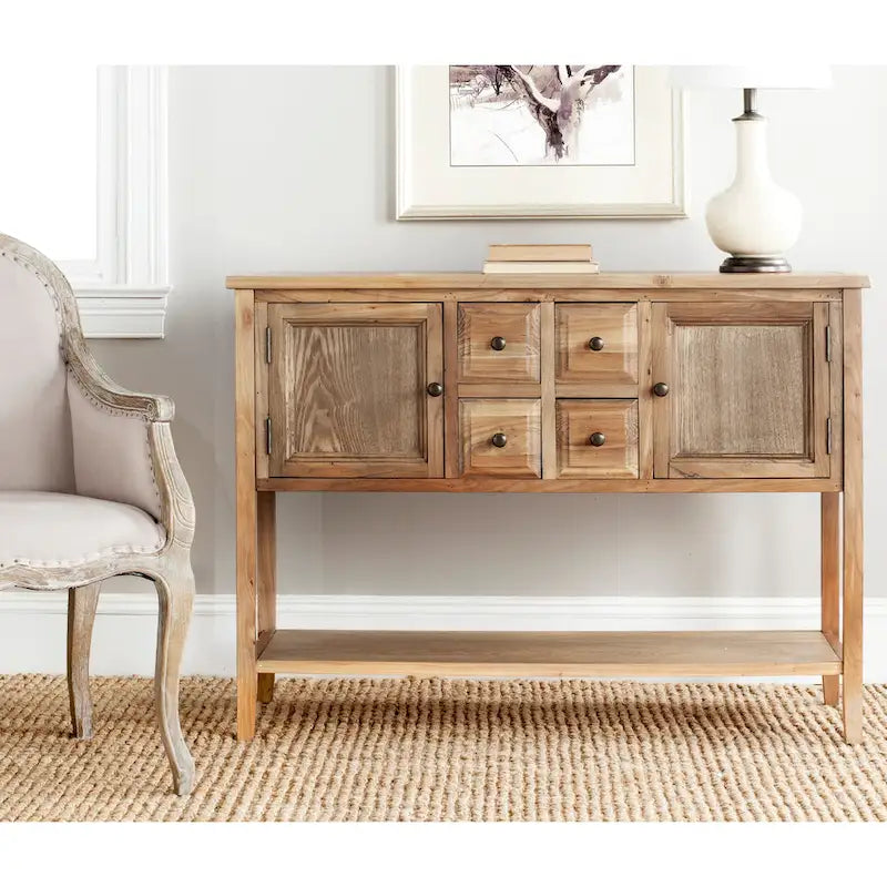 Oak Finish Storage Sideboard - 45.7 x 15 x 34 - 17Wx48Dx22H
