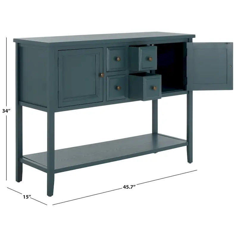 Oak Finish Storage Sideboard - 45.7 x 15 x 34 - 17Wx48Dx22H