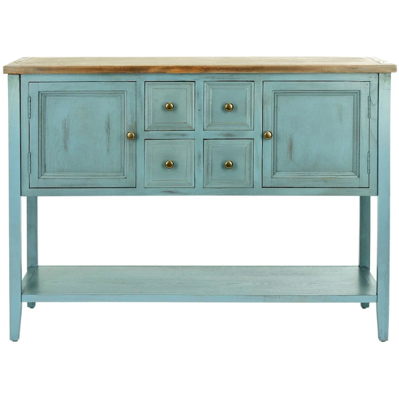 Oak Finish Storage Sideboard - 45.7 x 15 x 34 - 17Wx48Dx22H