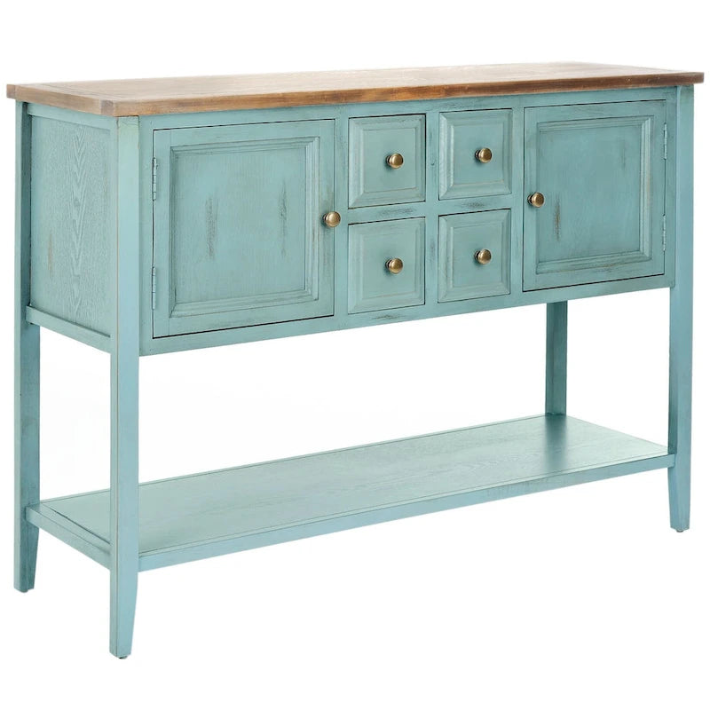 Oak Finish Storage Sideboard - 45.7 x 15 x 34 - 17Wx48Dx22H