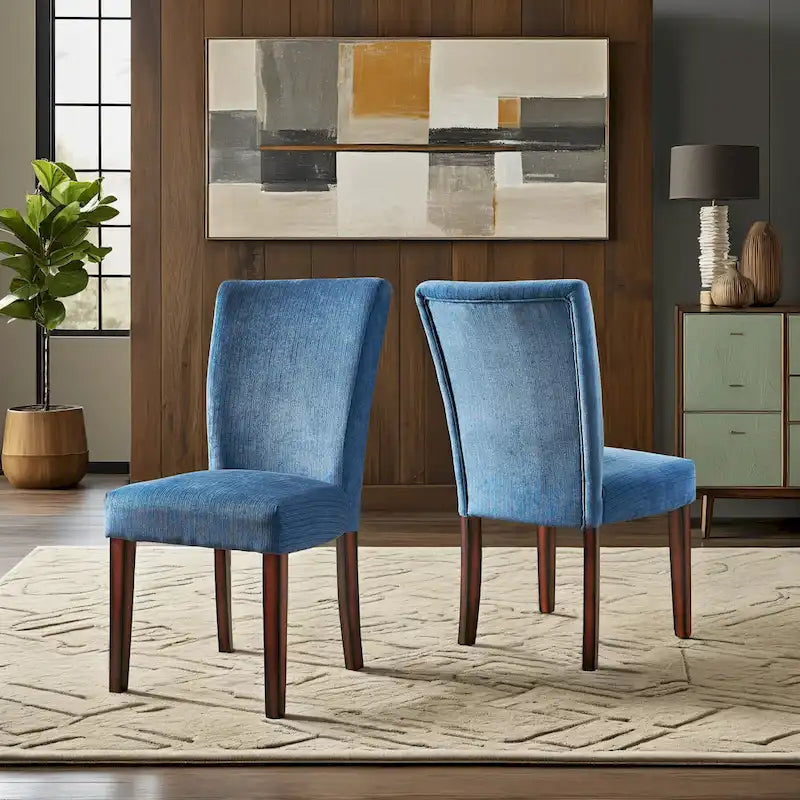 Chaises de salle à manger rembourrées en chenille (ensemble de 2)