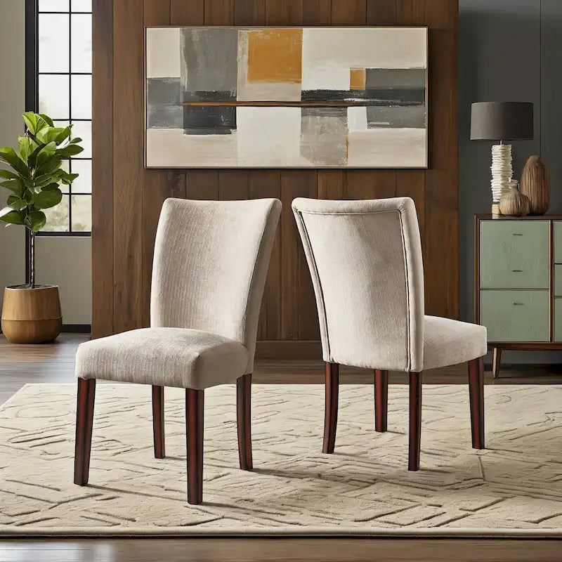 Chaises de salle à manger rembourrées en chenille (ensemble de 2)