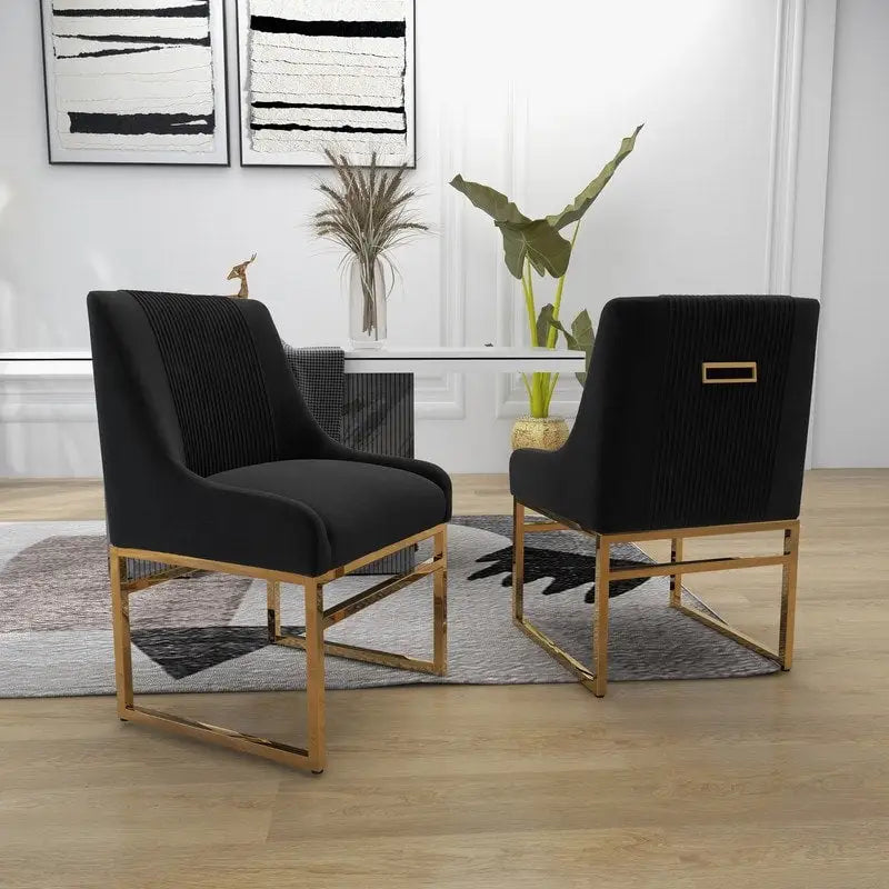 Velvet Accent Chair with Metal Frame Legs, Set of 2
