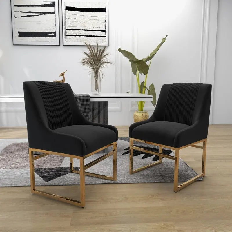 Velvet Accent Chair with Metal Frame Legs, Set of 2