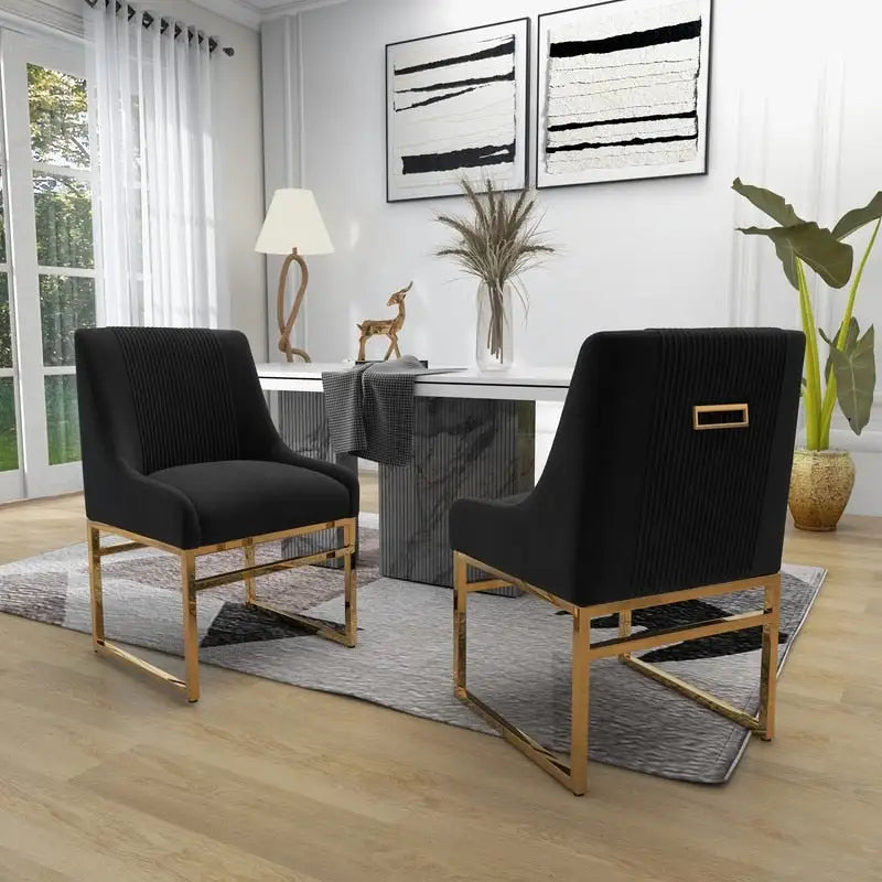 Velvet Accent Chair with Metal Frame Legs, Set of 2