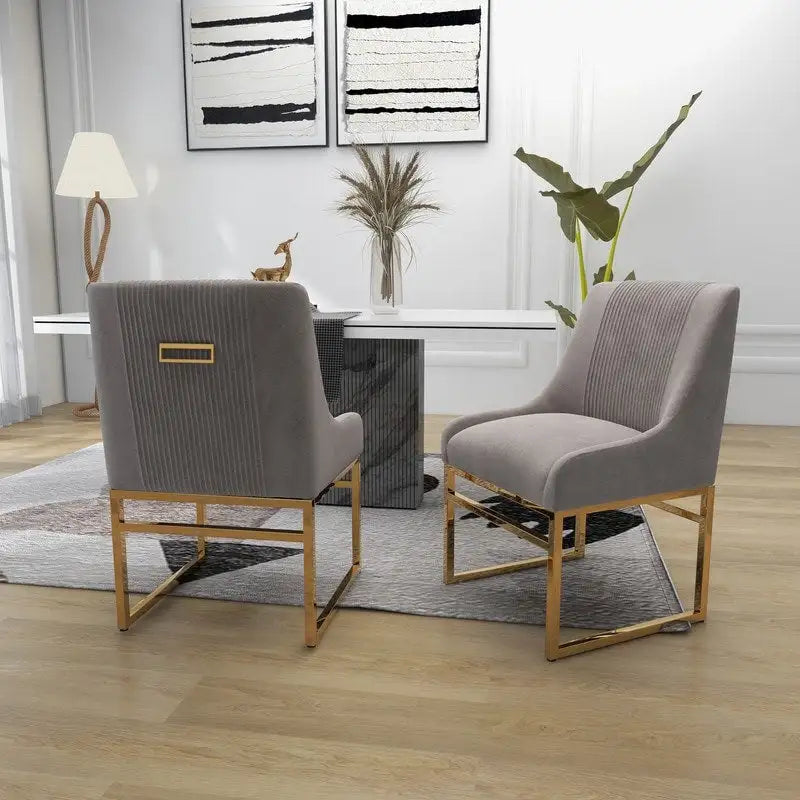 Velvet Accent Chair with Metal Frame Legs, Set of 2