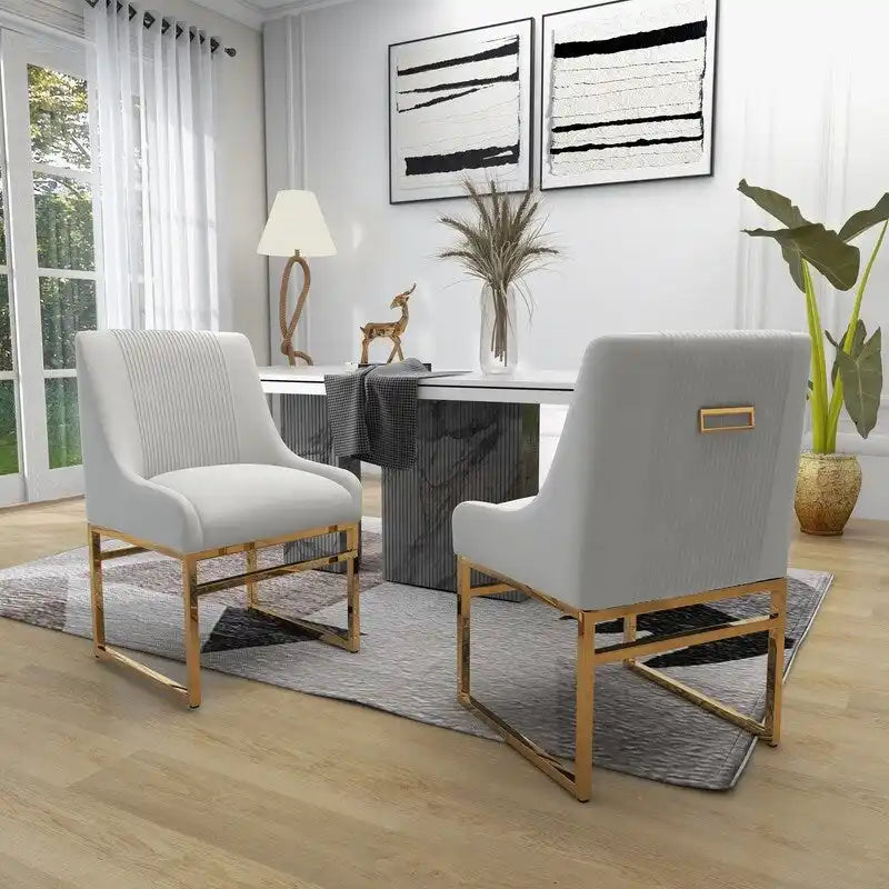 Velvet Accent Chair with Metal Frame Legs, Set of 2