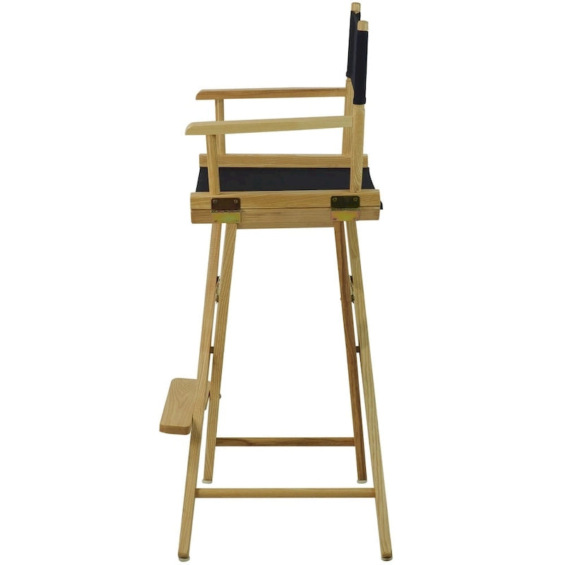 Extra-Wide 30-inch Oak Bar-Height Directors Chair