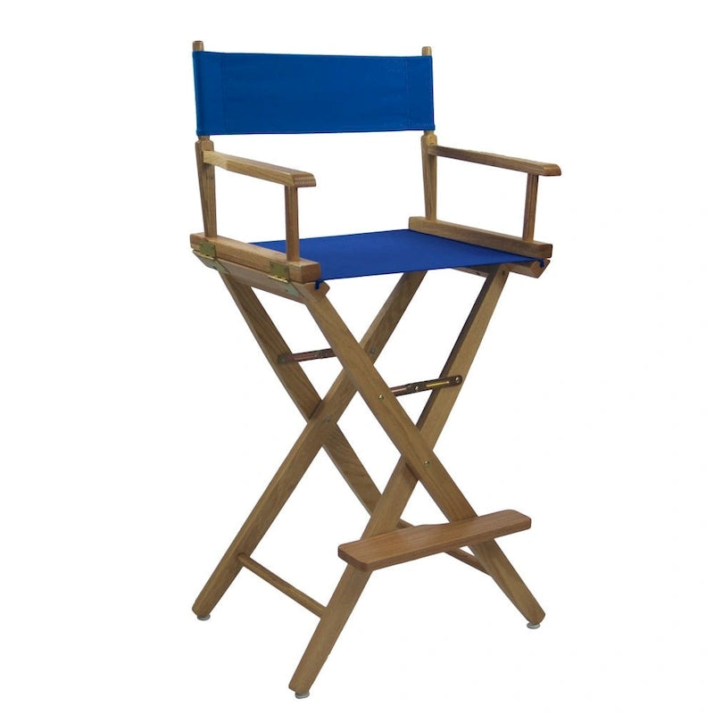 Extra-Wide 30-inch Oak Bar-Height Directors Chair