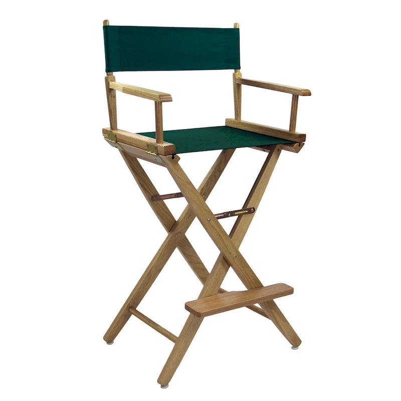 Sedia da regista extra larga da 30 pollici, altezza da bar, in rovere