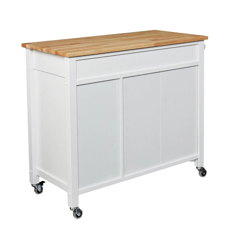 Rolling Kitchen Cart with Detachable Wood Top & Storage