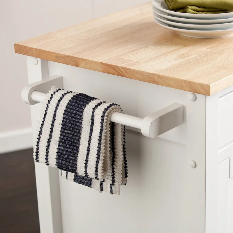 Rolling Kitchen Cart with Detachable Wood Top & Storage
